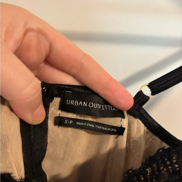 URBAN OUTFITTERS Angelica Corset Midi Dress Black Lace Front Slit Size Small - Picture 8 of 13